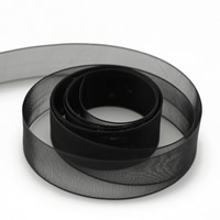Organza Ribbon, black, 15mm, 50m/Bag, Sold By Bag