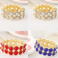 Rhinestone Bracelet, Tibetan Style, with Glass, gold color plated, faceted & with rhinestone, more colors for choice, nickel, lead & cadmium free, 25mm, Sold Per Approx 7 Inch Strand
