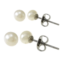 Freshwater Pearl Earrings Stainless Steel with Freshwater Pearl natural white Sold By Lot
