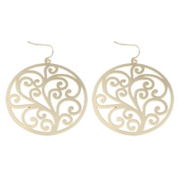 Stainless Steel Drop Earring, Flat Round, gold color plated, 69x55x0.20mm, Sold By Pair