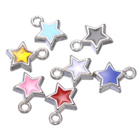 Tibetan Style Star Pendant, real silver plated, enamel, more colors for choice, nickel, lead & cadmium free, 8x11mm, Hole:Approx 1.2mm, 500PCs/Lot, Sold By Lot