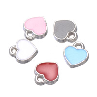 Tibetan Style Heart Pendants, real silver plated, enamel, more colors for choice, nickel, lead & cadmium free, 7x8mm, Hole:Approx 1.2mm, 500PCs/Lot, Sold By Lot