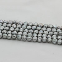Barock odlad sötvattenspärla pärlor, Freshwater Pearl, grå, 8mm, Hål:Ca 0.8mm, Såld Per Ca 15 inch Strand