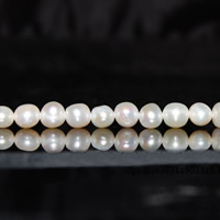 Barocco coltivate in acqua dolce Perla, perla d'acquadolce coltivata naturalmente, naturale, bianco, 6mm, Foro:Appross. 0.8mm, Venduto per Appross. 15 pollice filo