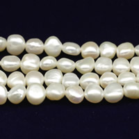 Barock kultivierten Süßwassersee Perlen, Natürliche kultivierte Süßwasserperlen, natürlich, weiß, 5mm, Bohrung:ca. 0.8mm, verkauft per ca. 15 ZollInch Strang