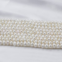 Tlačítko kultivované sladkovodní Pearl Beads, přírodní, bílý, 8-9mm, Otvor:Cca 0.8mm, Prodáno za Cca 15 inch Strand