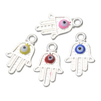Tibetan Style Hamsa Pendants, Evil Eye Hamsa, real silver plated, Islamic jewelry & enamel, more colors for choice, nickel, lead & cadmium free, 13x21mm, Hole:Approx 2.5mm, 500PCs/Lot, Sold By Lot