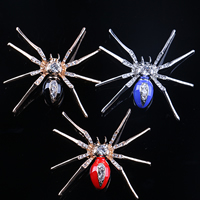 Enamel Brooch, Tibetan Style, Spider, gold color plated, with rhinestone, more colors for choice, nickel, lead & cadmium free, 50x20mm, 3PCs/Lot, Sold By Lot