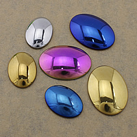 Ei-magneettinen Hematiitti Cabochon, Flat Oval, päällystetty, erikokoisia valinnalle & suoraseinämäisten, enemmän värejä valinta, Myymät erä