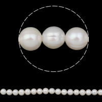 Perlas Redondas Freshwater, Perlas cultivadas de agua dulce, Esférico, natural, Blanco, Grado A, 10-11mm, agujero:aproximado 0.8mm, Vendido para 15 Inch Sarta