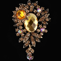 Crystal Brooch, Tibetan Style, with Crystal, Flower, antique bronze color plated, faceted & with rhinestone, nickel, lead & cadmium free, 70x45mm, 3PCs/Lot, Sold By Lot