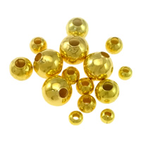 Brass Jewelry Beads Round gold color plated seam nickel lead & cadmium free  Sold By Lot