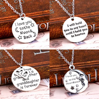 Zinc Alloy Jewelry Necklace with iron chain Flat Round silver color plated nickel lead & cadmium free 30mm Length Approx 19.5 Inch Sold By Bag