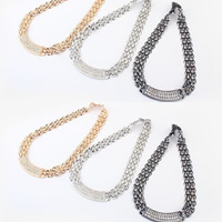 Zinc Alloy Jewelry Necklace plated with rhinestone nickel lead & cadmium free 400mm Sold Per Approx 15.5 Inch Strand