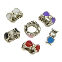 Tibetan Style European Beads, Bowknot, silver color plated, without troll & enamel & blacken, more colors for choice, nickel, lead & cadmium free, 4x8.50x9.50mm, Hole:Approx 5mm, 100PCs/Lot, Sold By Lot