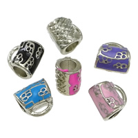 Tibetan Style European Beads, Handbag, platinum color plated, without troll & enamel, more colors for choice, nickel, lead & cadmium free, 11x10.50x8mm, Hole:Approx 5mm, 5x1.5mm, 100PCs/Lot, Sold By Lot