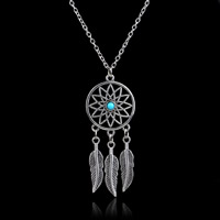 Zinc Alloy Dream Catcher Necklace with iron chain & Resin Feather antique silver color plated oval chain nickel lead & cadmium free 500mm Length Approx 19.5 Inch Sold By Bag