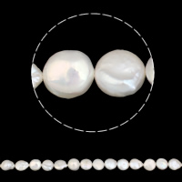 Coin ferskvandskulturperle Beads, Ferskvandsperle, Button, naturlig, hvid, Grade AAA, 10-11mm, Hole:Ca. 0.8mm, Solgt Per 15 inch Strand