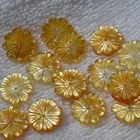 Hair Accessories DIY Findings, Yellow Shell, Flower, natural, 15mm, Hole:Approx 1mm, 10PCs/Lot, Sold By Lot