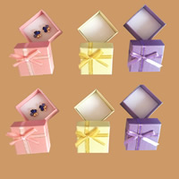 картон Серьга Box, с Сатиновая лента, Прямоугольная форма, Много цветов для выбора, 50x50x30mm, 168ПК/Лот, продается Лот