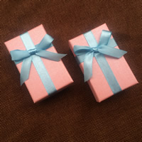 Cardboard Earring Box, with Satin Ribbon, Rectangle, pink, 50x80x30mm, 150PCs/Lot, Sold By Lot