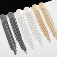 Fashion Fringe Earrings, Tibetan Style, stainless steel post pin, plated, more colors for choice, nickel, lead & cadmium free, 90x15mm, Sold By Pair