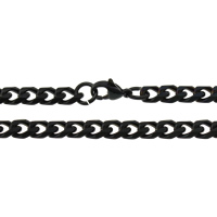 Ruostumaton teräs Kaulakoru, musta ioni-, Curb Chain, 8.50x6.50x2mm, Pituus N. 22 tuuma, 10säikeet/erä, Myymät erä