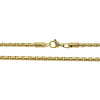 Stainless Steel Chain Necklace, gold color plated, box chain, 3mm, Length:Approx 18.5 Inch, 20Strands/Lot, Sold By Lot