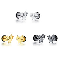 Titanium Steel Piercing Earring, with Soft PVC, Star, plated, more colors for choice, 9x9mm, 3Pairs/Bag, Sold By Bag