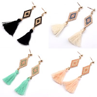 Fashion Fringe Earrings Zinc Alloy with Cotton stainless steel post pin gold color plated with resin rhinestone nickel lead & cadmium free Sold By Pair