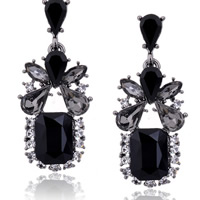 Fashion Statement Earring Zinc Alloy with Glass & Acrylic stainless steel post pin plumbum black color plated faceted & with rhinestone nickel lead & cadmium free Sold By Pair