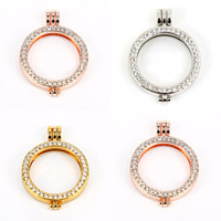 Tibetan Style, Flat Round, plated, with rhinestone, more colors for choice, nickel, lead & cadmium free, 33x7mm, Hole:Approx 3x6mm, 10PCs/Lot, Sold By Lot