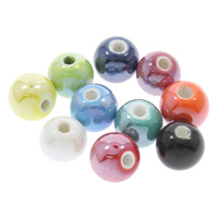 Glasierte Porzellan Perlen, rund, glaciert, keine, 8mm, Bohrung:ca. 2mm, 100PCs/Tasche, verkauft von Tasche