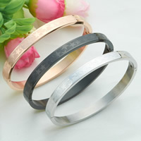 Titanium Steel Couple Bangle, Donut, plated, with star pattern & for couple, more colors for choice, 6mm, 8mm, Inner Diameter:Approx 59x50mm, 62x54mm, Length:Approx 7 Inch, Approx 7.5 Inch, 3Pairs/Bag, Sold By Bag