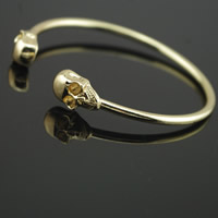 Tibetan Style Cuff Bangle, Skull, gold color plated, nickel, lead & cadmium free, 60mm, Inner Diameter:Approx 60mm, Length:Approx 7.5 Inch, 3PCs/Bag, Sold By Bag