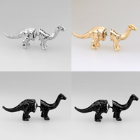 Tibetan Style Split Earring, stainless steel post pin, Dinosaur, plated, with rhinestone, more colors for choice, nickel, lead & cadmium free, 40x13mm, 3PCs/Bag, Sold By Bag