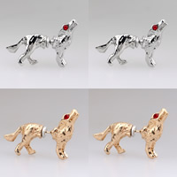 Zinc Alloy Split Earring stainless steel post pin Wolf plated with rhinestone nickel lead & cadmium free Sold By Bag