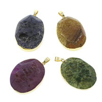 Crackle Agate Pendant, with iron bail, gold color plated, more colors for choice, 30x42x9mm-32x44x11mm, Hole:Approx 4x6mm, 10PCs/Bag, Sold By Bag