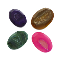 Ágata Natural Druzy Pendant, Ágata quartzo de gelo, estilo druzy & facetada, Mais cores pare escolha, 33x47x17mm-38x56x12mm, Buraco:Aprox 2mm, 10PCs/Bag, vendido por Bag