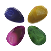 Natural Agate Druzy Pendant, Ice Quartz Agate, Teardrop, druzy style & faceted, more colors for choice, 31x46x12mm-33x49x13mm, Hole:Approx 2mm, 10PCs/Bag, Sold By Bag
