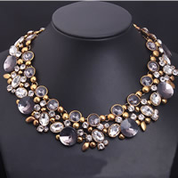Crystal Zinc Alloy Necklace with Crystal with 5cm extender chain antique gold color plated faceted & with rhinestone nickel lead & cadmium free 400mm Sold Per Approx 15.5 Inch Strand