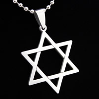 Stainless Steel Pendants, Star of David, original color, 36x29mm, Hole:Approx 3-5mm, 3PCs/Bag, Sold By Bag