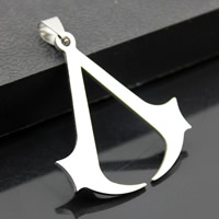 Stainless Steel Pendants, original color, 35x4mm, Hole:Approx 3-5mm, 3PCs/Bag, Sold By Bag