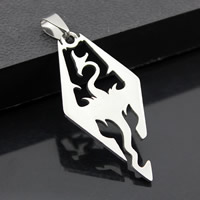 Stainless Steel Animal Pendants, Dragon, original color, 24x48mm, Hole:Approx 3-5mm, 3PCs/Bag, Sold By Bag
