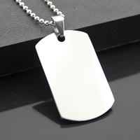 Stainless Steel Pendants, Rectangle, original color, 25x40mm, Hole:Approx 3-5mm, 3PCs/Bag, Sold By Bag