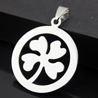 Stainless Steel Pendants, Flat Round, original color, 30mm, Hole:Approx 3-5mm, 3PCs/Bag, Sold By Bag