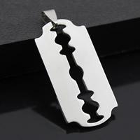 Stainless Steel Pendants, Razor Blade, original color, 21x42mm, Hole:Approx 3-5mm, 3PCs/Bag, Sold By Bag