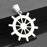 Stainless Steel Pendants Ship Wheel nautical pattern original color 27mm Approx 3-5mm Sold By Bag