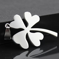 Stainless Steel Flower Pendant Four Leaf Clover original color Approx 3-5mm Sold By Bag