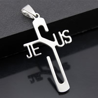 Stainless Steel Cross Pendants, original color, 26x45mm, Hole:Approx 3-5mm, 3PCs/Bag, Sold By Bag